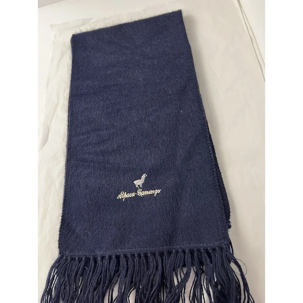 Alpaca Camargo Navy Blue Scarf Authentic Genuine Alpaca Made In Peru